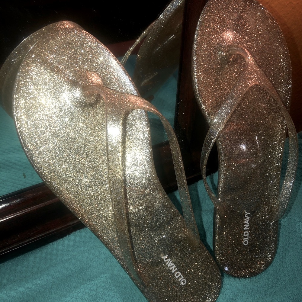Old Navy (NWOT) Ladies Sandals Gold Flecked Jelly